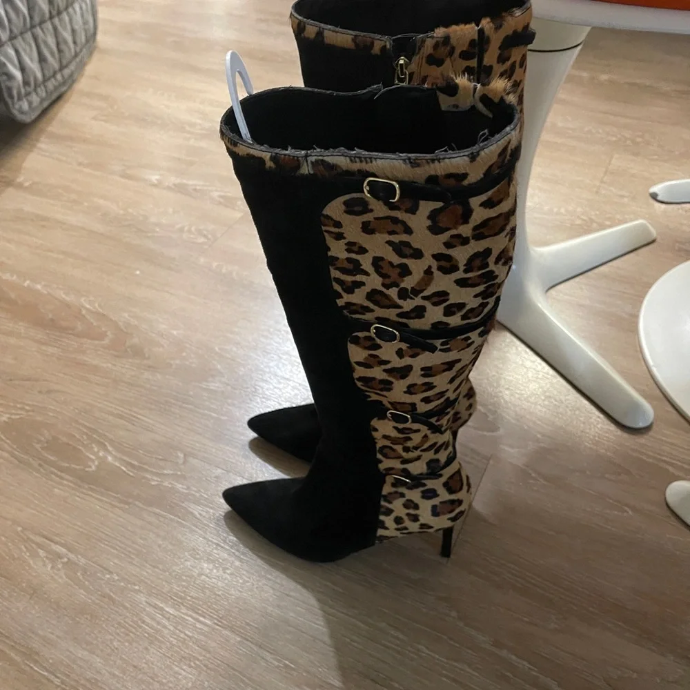 Ralph Lauren Vallerie Elegant Black Kid Suede & Leather Women’s Knee High Boots!